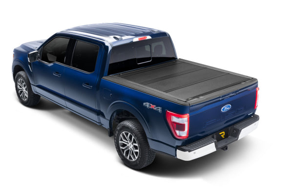 Hard Folding Tonneau Cover for Ford F-150 – Armor Flex 21–25 5ft 7in Matte Black Aluminum (Includes Lightning)