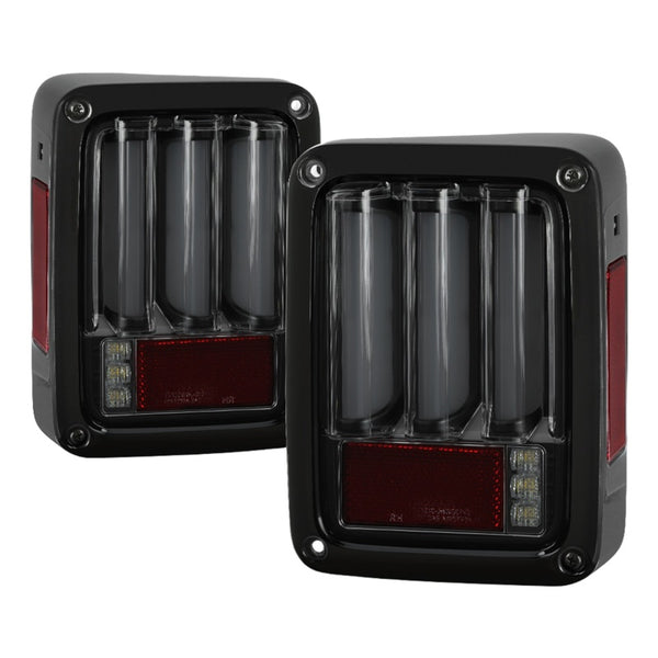 Spyder 07-16 Jeep Wrangler Version 2 Light Bar LED Tail Lights - Smoke (ALT-YD-JWA07V2-LBLED-BSM)
