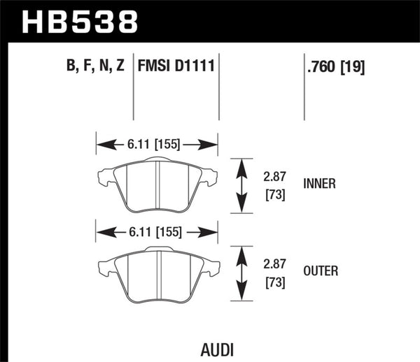 Hawk Performance HPS 5.0 Front Brake Pads for 2009 Audi A4 Cabriolet