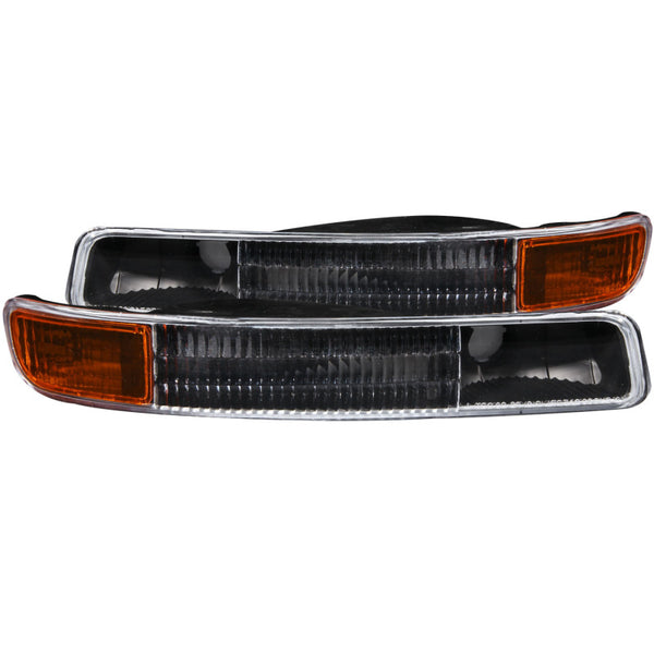 ANZO Euro Parking Lights (Corner) Black Housing w/ Amber Reflector GMC Sierra 1500 1999-2006