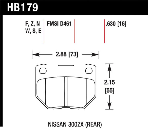 Hawk 2/1989-1996 Nissan 300ZX Base (Excl. Turbo) HPS 5.0 Rear Brake Pads