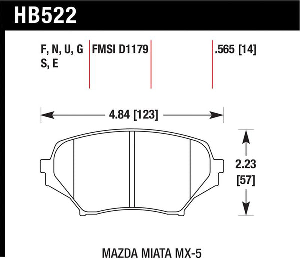 Hawk 2006-2006 Mazda MX-5 Miata Club Spec HPS 5.0 Front Brake Pads