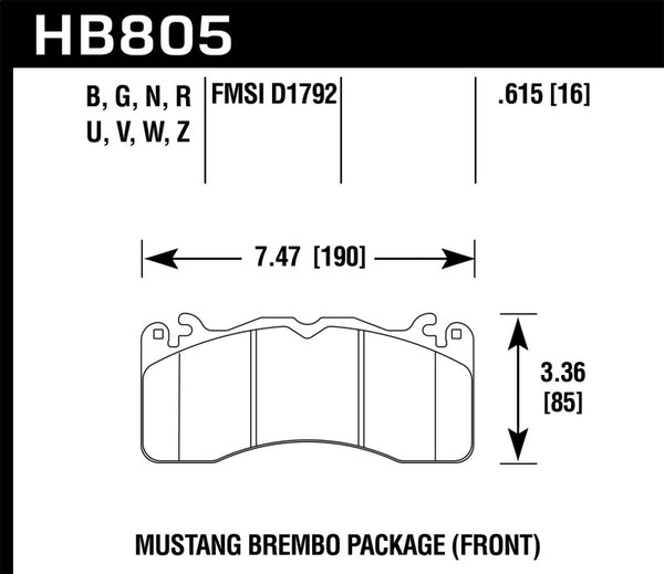 Hawk DTC-60 Front Brake Pads for 15-17 Ford Mustang Brembo Package