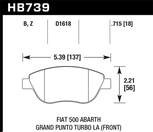 Hawk HPS 5.0 Street Brake Pads for 2013 Fiat 500 Abarth