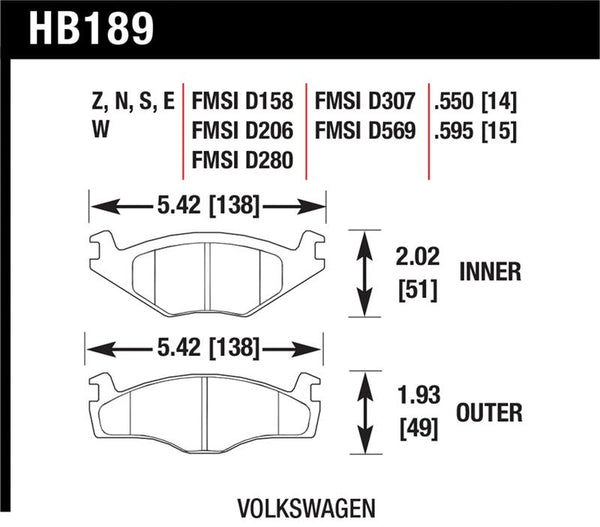 Hawk Blue 9012 Brake Pads Volkswagen