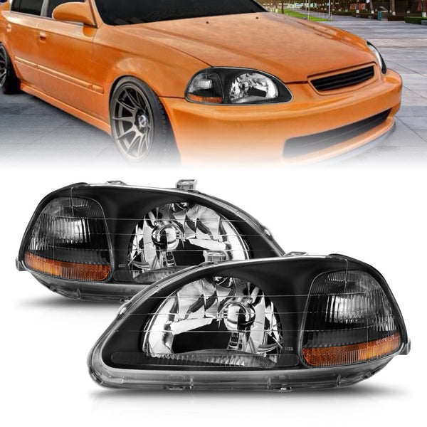 ANZO Crystal Black Headlights for Honda Civic 19961998