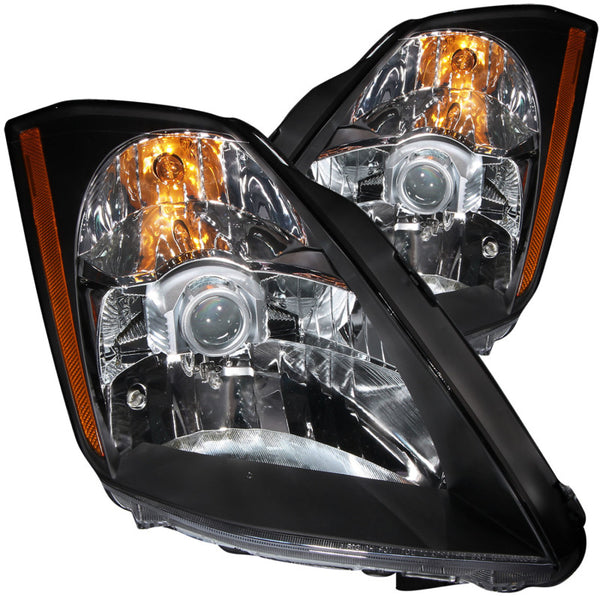 ANZO Projector Headlights Black Housing Clear Lens for Nissan 350Z 2003-2005 (Non-HID)