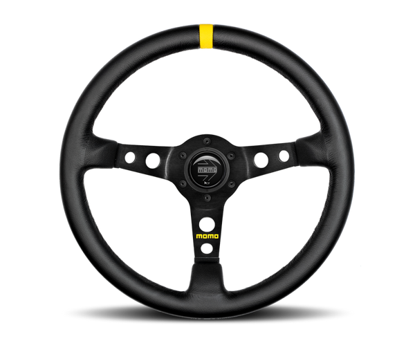 Momo MOD07 Steering Wheel 350 mm - Black Leather/Black Spokes/1 Stripe