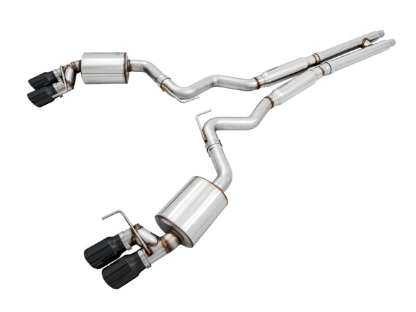 AWE Tuning Touring Edition Cat-Back Exhaust w/ Quad Diamond Black Tips for 2018+ Ford Mustang GT (S550)