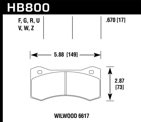 Hawk Performance Willwood 6617 DTC-60 Racing Brake Pads