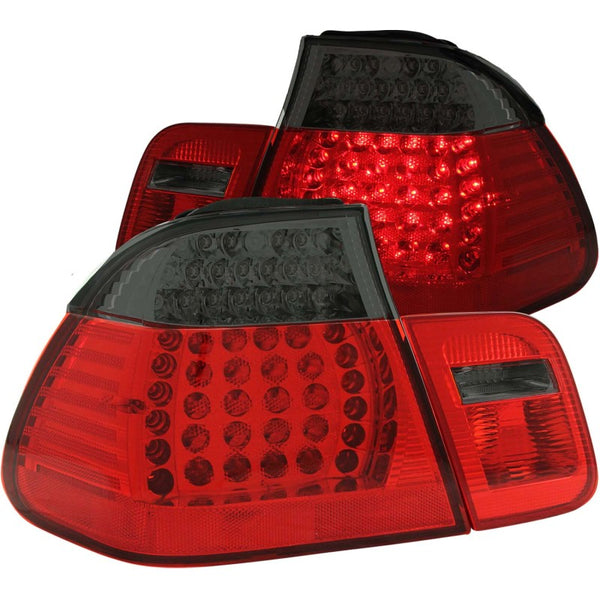 ANZO LED Tail Lights Red/Smoke Pair for BMW 3 Series E46 1999-2001 (2Dr)