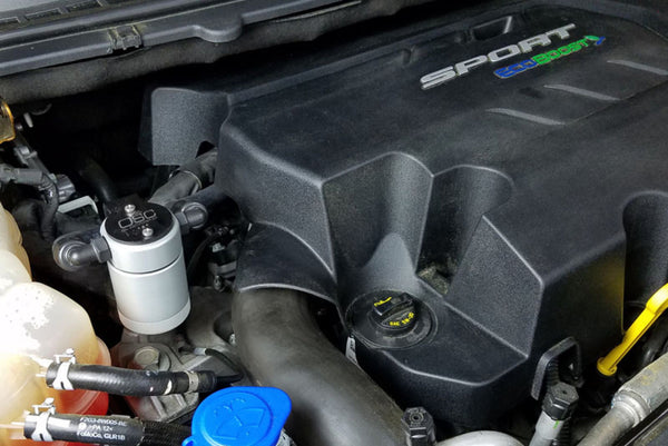 J&L Oil Separator for 2015-2024 Ford Edge Sport/ST - Passenger Side - Clear Anodized