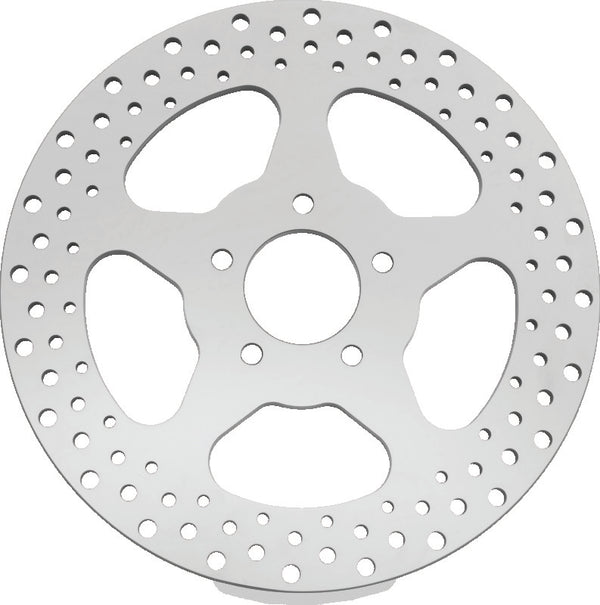Bikers Choice 00-17 Big Twin 11.5 In Polished Rear 5 Spoke Drilled Stnless Rotor Repl H-D 44156-00