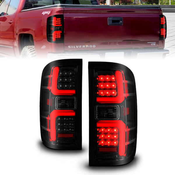 ANZO LED Tail Lights (Sequential) Black Housing/Smoke Lens - Chevrolet Silverado 2500/3500 HD 2015-2019