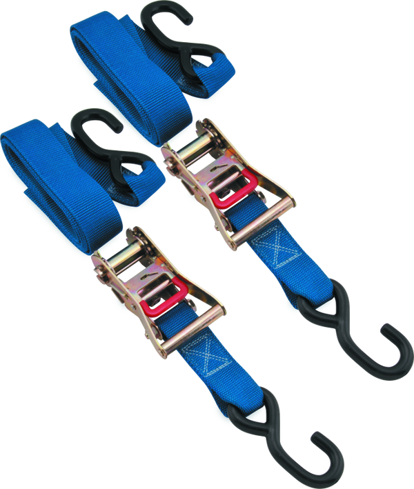 BikeMaster Heavy-Duty Ratchet Tie-Down Strap 1-1/2in Blue