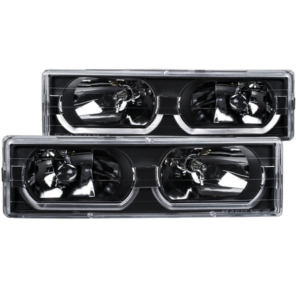 ANZO Crystal Headlights Black (Low Brow) for 19881998 Chevrolet C1500