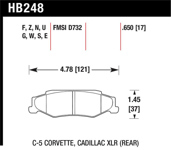Hawk 97-06 Corvette (incl C5 Z06) HP+ Street Rear Brake Pads