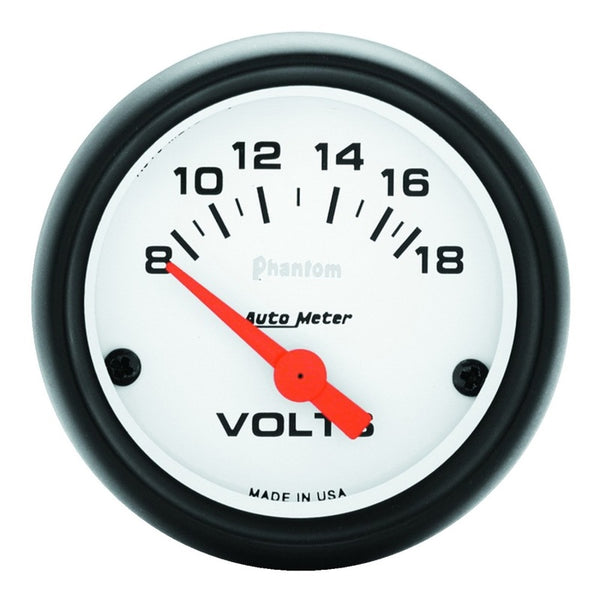 AutoMeter Phantom 52mm Electronic Voltmeter Gauge (818V)