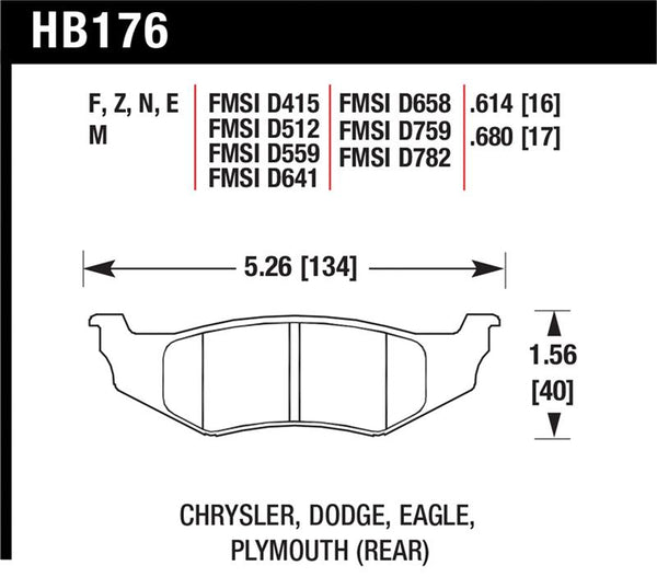 Hawk SRT4 HP+ Street Rear Brake Pads