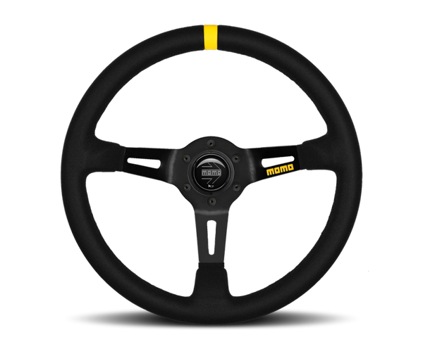 Momo MOD08 Steering Wheel 350 mm - Black Suede/Black Spokes/1 Stripe
