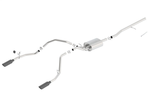Borla 14 Silv/Sierra C/B Exhaust ATAK 1500 5.3L V8 AT/MT 2&4WD Ext Cab (78.7) WB - Black Chrome