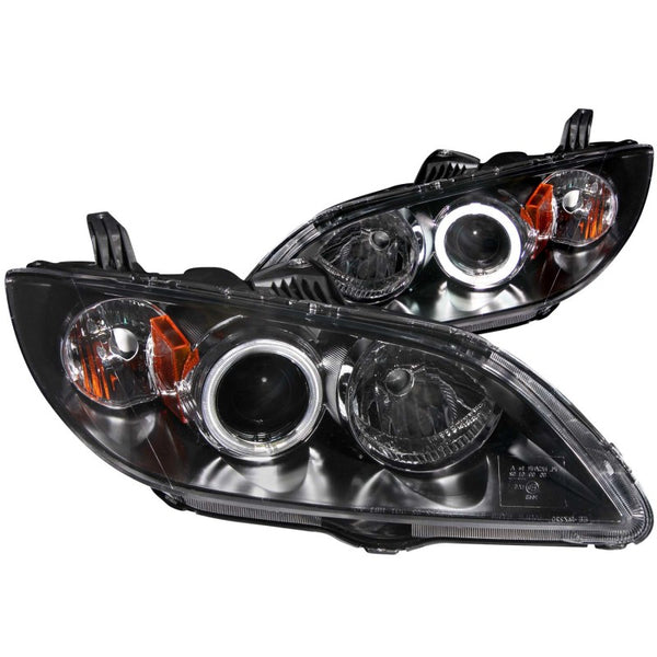 ANZO Black Projector Headlights w/ Halo (Non-HID) for Mazda 3 2004-2008