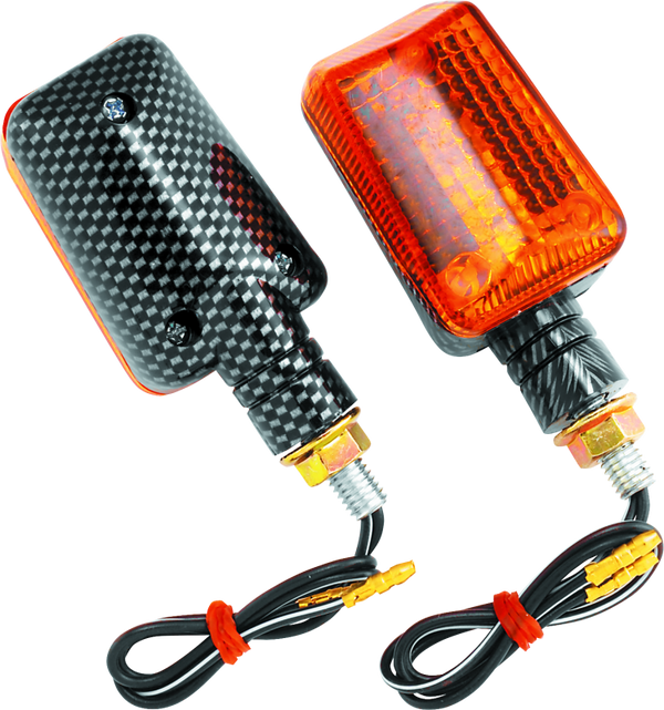 BikeMaster Universal Mini-Stalk Marker Light Carbon Housing, Amber Lens