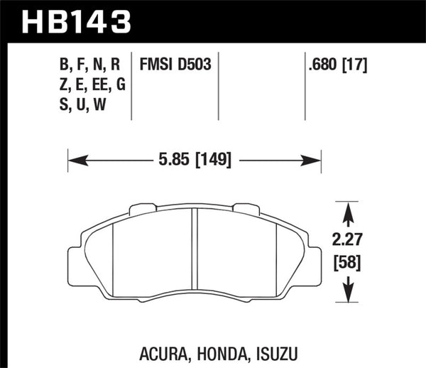 Hawk HPS Performance Front Brake Pads for 1997-2001 Honda Prelude