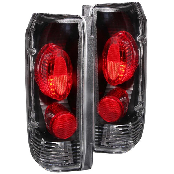ANZO Black Tail Lights (Pair) for 19891996 Ford F-150 - Clear Lens, Black Housing