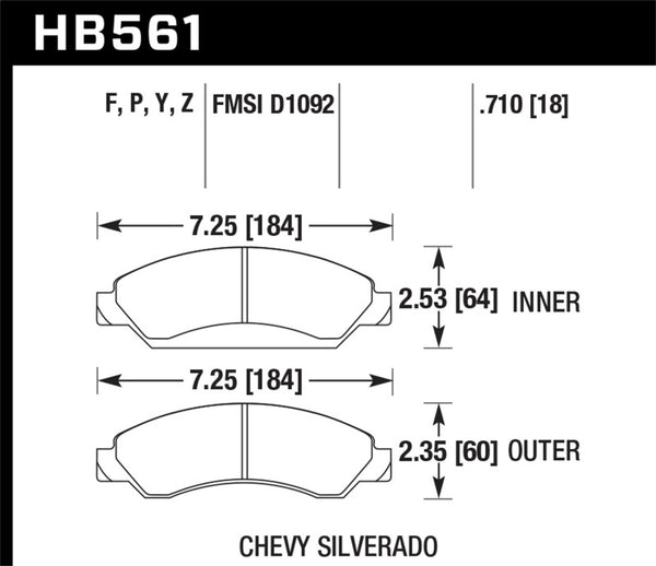 Hawk Performance Front Brake Pads for 07-08 Escalade 6.2 & Avalanche Super Duty