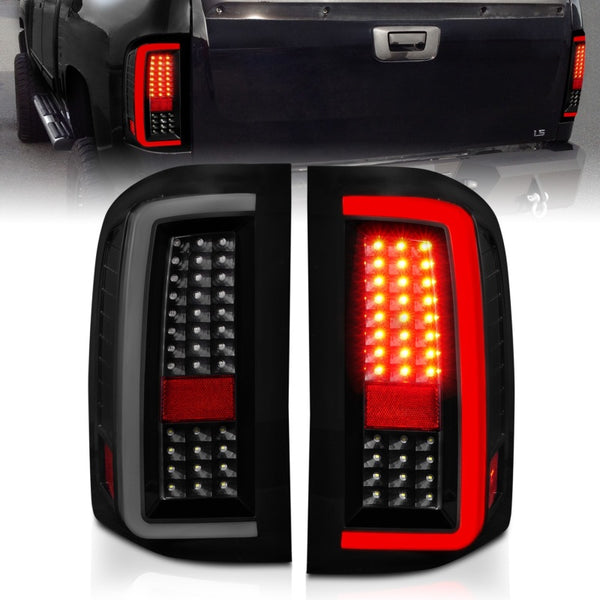 ANZO LED Tail Lights Black Housing Smoke Lens for Chevrolet Silverado 1500/2500/3500 2007-2013 (Pair)