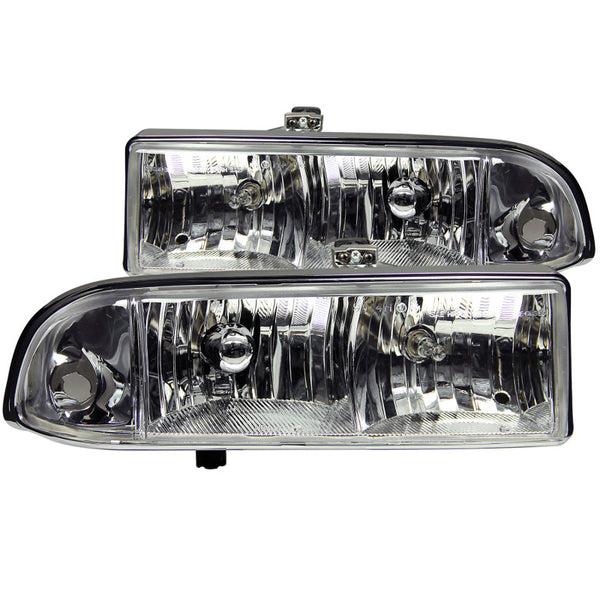 ANZO Crystal Headlights Pair Chrome Housing for 1998-2005 Chevrolet S-10