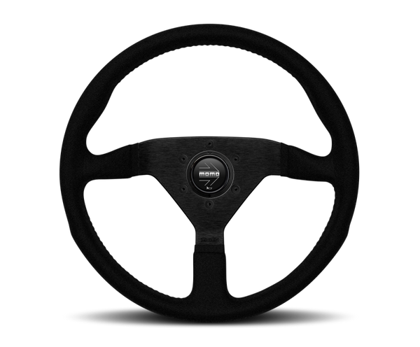 Momo Montecarlo Alcantara Steering Wheel 350 mm - Black/Black Stitch/Black Spokes