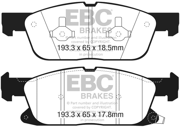 EBC Yellowstuff Front Brake Pads for 2016+ Lincoln Continental 2.7L Twin Turbo