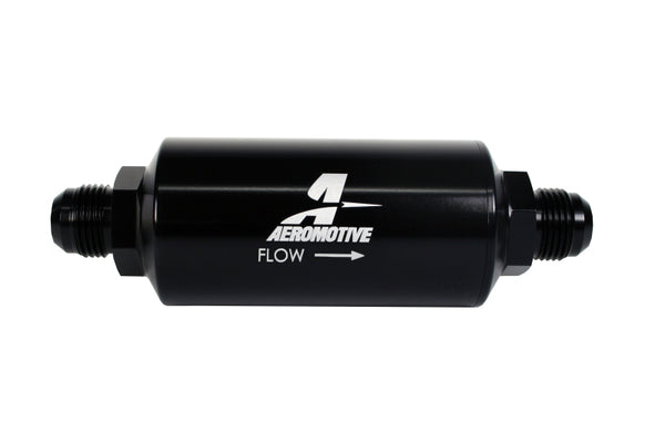 Aeromotive AN-10 In-Line Fuel Filter - 10 Micron Microglass Element - Black Anodized