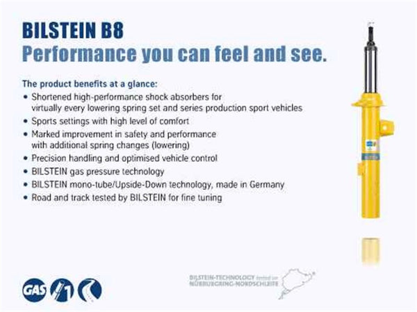 Bilstein B8 Series 15 Monotube Shock Absorber for Audi A3 Quattro & Volkswagen GTI, Golf