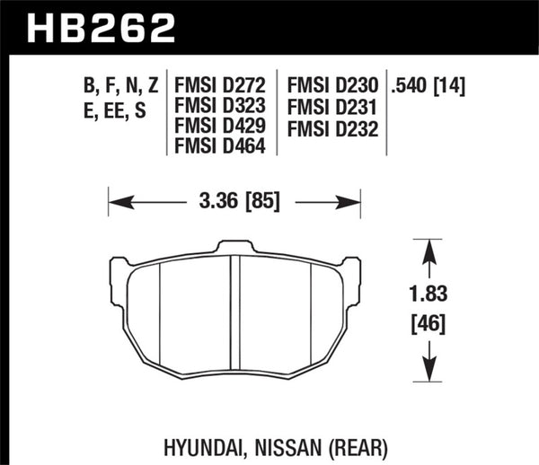 Hawk HP+ Performance Rear Brake Pads for 1989-1997 Nissan 240SX SE