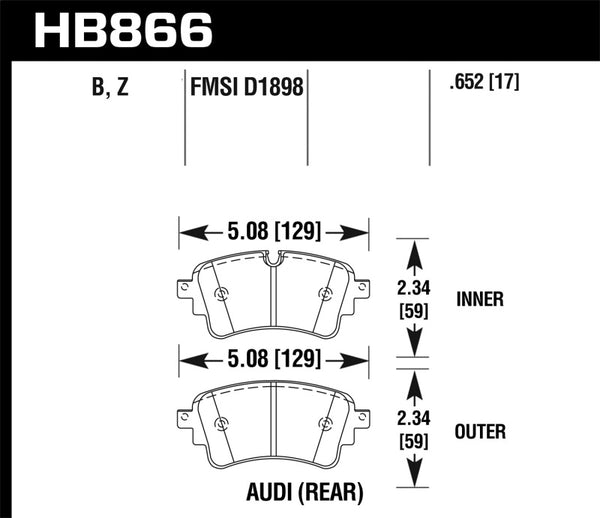 Hawk Performance Ceramic Rear Brake Pads for 17-19 Audi A4 / 18-19 Audi A5