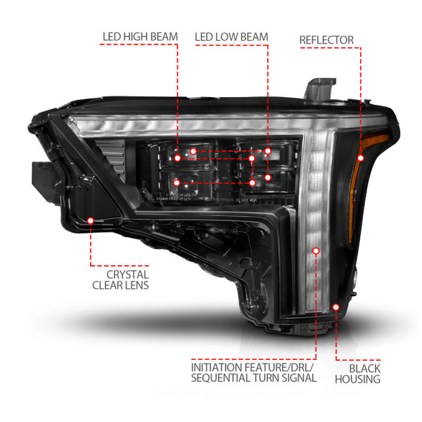 ANZO Z-Series Full LED Projector Headlight (Driver Side) for 2022-2024 Toyota Tundra w/ Factory LED Reflectors