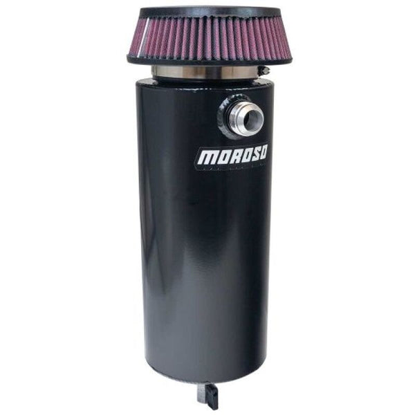 Moroso 6in Diameter Single -16AN Inlet Aluminum Breather Tank Catch Can - Black