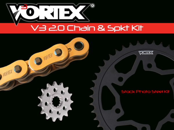 Vortex Racing V3 2.0 Chain and Sprocket Kit 3370-15,452AS-46,G520SX3-114- Gold