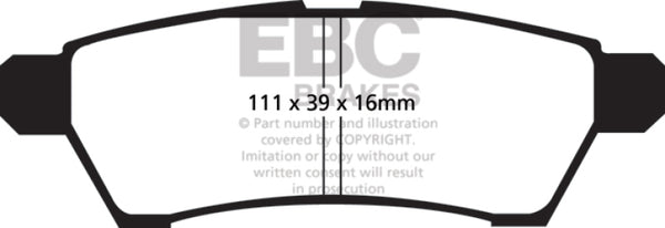 EBC Yellowstuff Rear Brake Pads for 2005+ Nissan Frontier 2.5 2WD