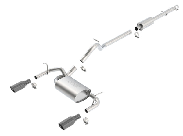 Borla Catback Exhaust System for 2012-2016 Jeep Wrangler 3.6L AT/MT 4DR 4WD - Black Chrome Tips