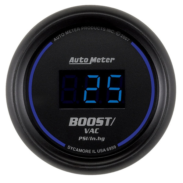 AutoMeter Cobalt 52.4mm Digital Vacuum/Boost Gauge - Black (-30 in/Hg to 30 PSI)