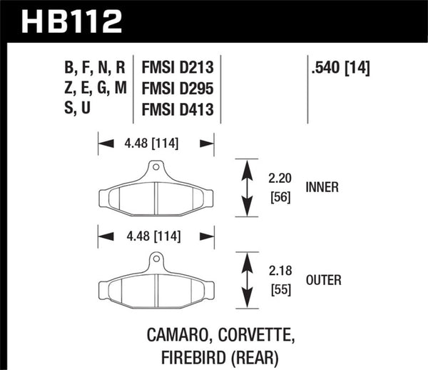 Hawk HPS Street Rear Brake Pads for 84-96 Corvette & 88.5-97 Pontiac Firebird