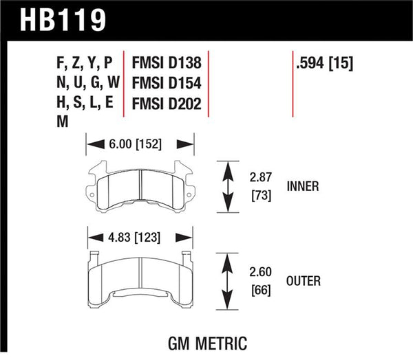 Hawk 1978-1979 Buick Century Custom HPS 5.0 Front Brake Pads