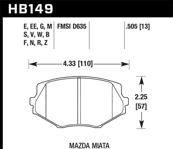 Hawk DTC-60 Race Front Brake Pads for 94-00 Mazda Miata & 01-03 Miata with Standard Suspension