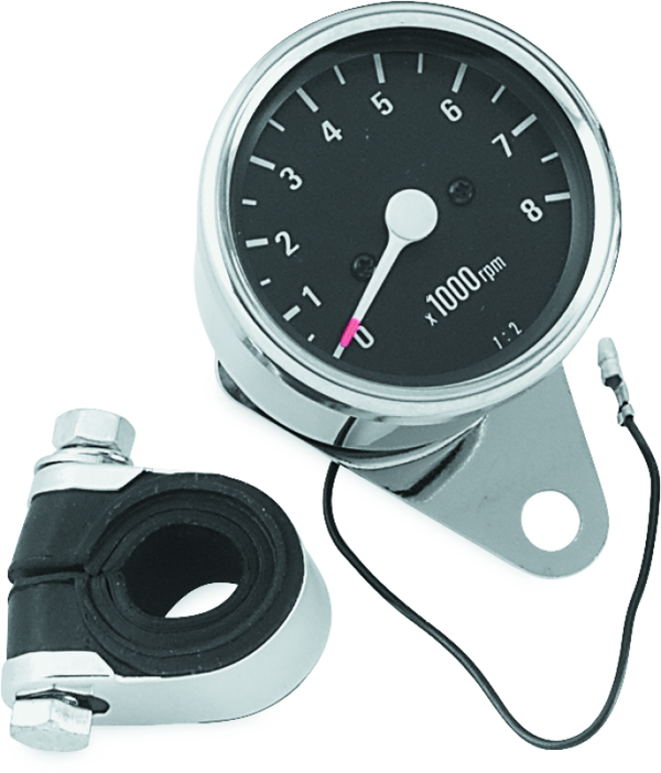Bikers Choice Mini Tachometer 2.5in Black Face 08000 RPM for Big Twin & XL