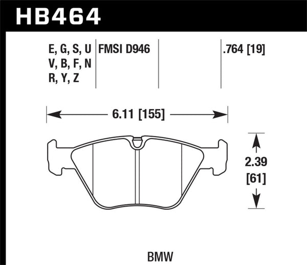Hawk HPS Front Brake Pads for 01-06 BMW 330Ci, 01-05 330i/330Xi, 03-06 M3
