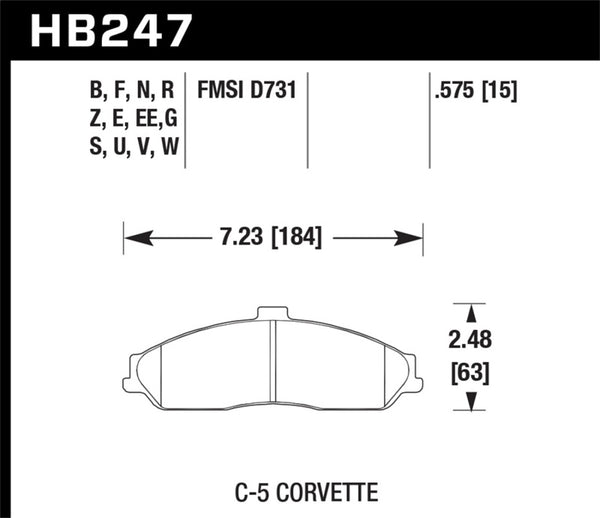 Hawk Performance Ceramic Front Brake Pads for 1997-2006 Corvette (incl. C5 Z06)